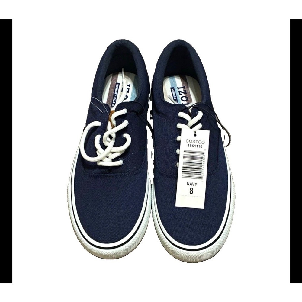 IZOD Rangley Mens Navy Blue Canvas Memory Foam Sneakers Shoes Size 8 1851110